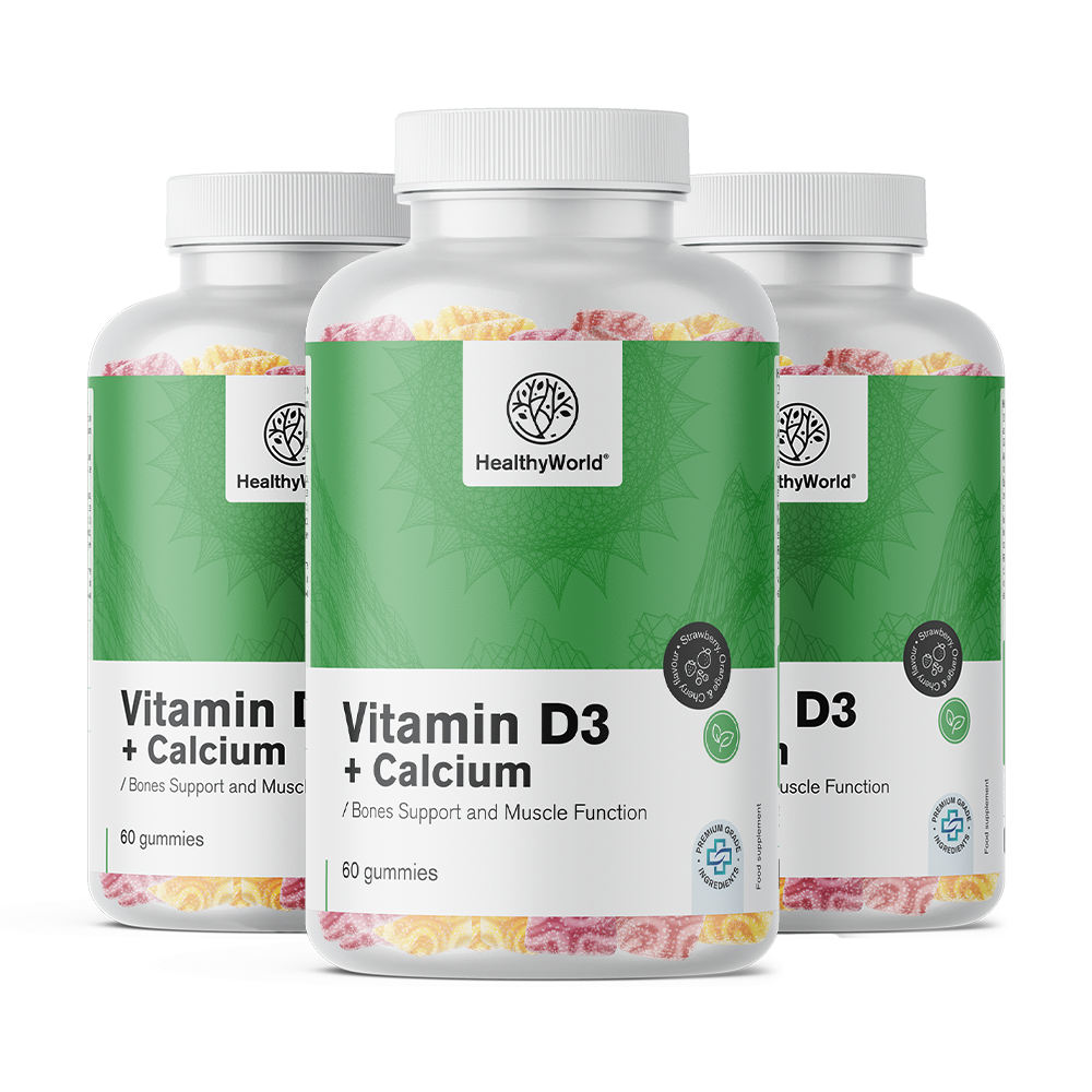 Vitamin D3 + Calcium in gummy candies.