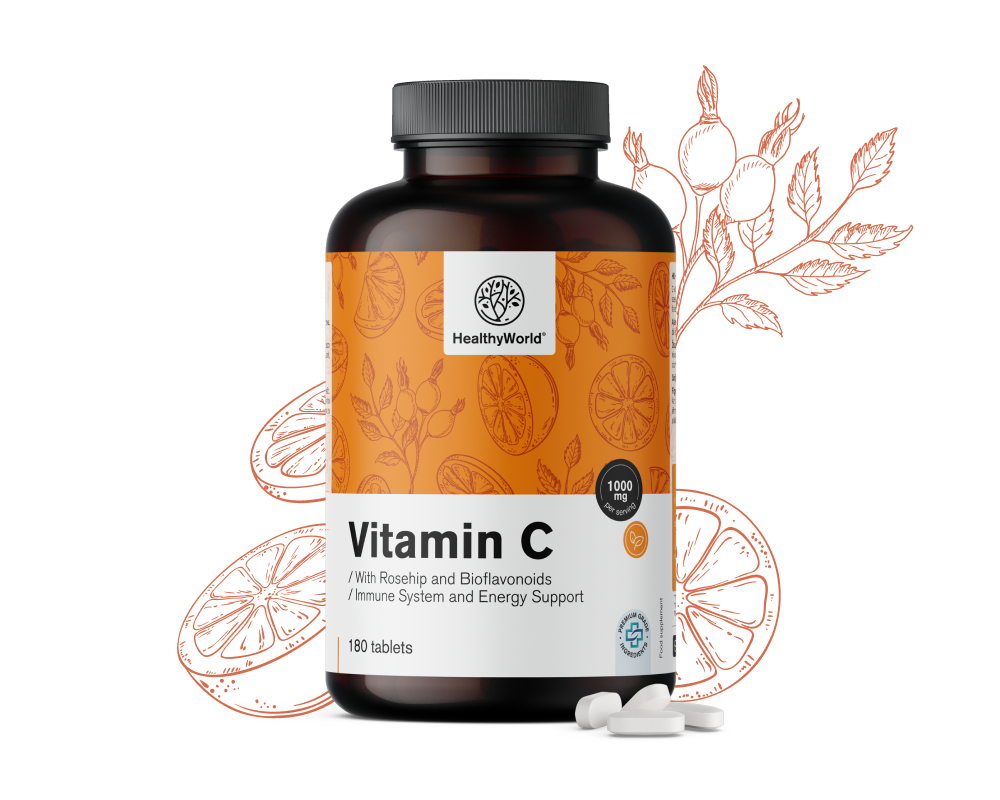 Vitamin C 1000 mg – mit Hagebutte und Bioflavonoiden