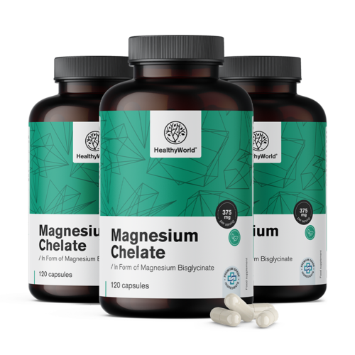 3x Magnesiumchelat 375 mg, zusammen 360 Kapseln