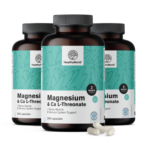 3x Magnesium + Calcium-L-Threonat, zusammen 720 Kapseln