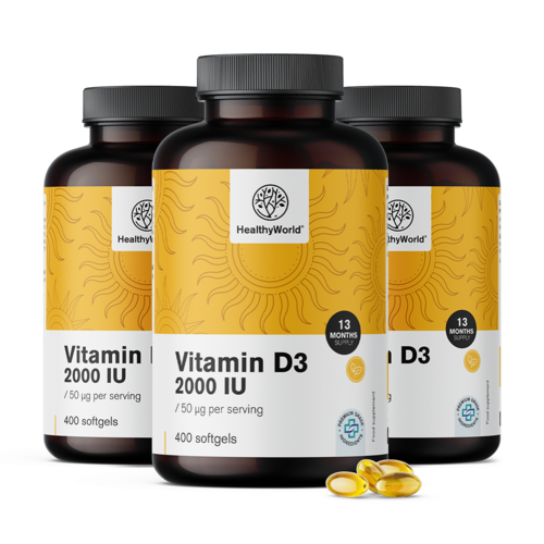 3x Vitamin D3 2000 I.E., zusammen 1200 Weichkapseln