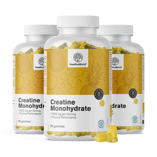 3x Kreatin Monohydrat 3000 mg – Ananas, zusammen 270 Gummibonbons