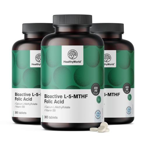 3x Aktive Folsäure L-5-MTHF, zusammen 1095 Tabletten